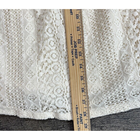 Miami by Francesca's Crochet Top Short Sleeve Shirt Cream Woven Lace Cotton M - Picture 9 of 11